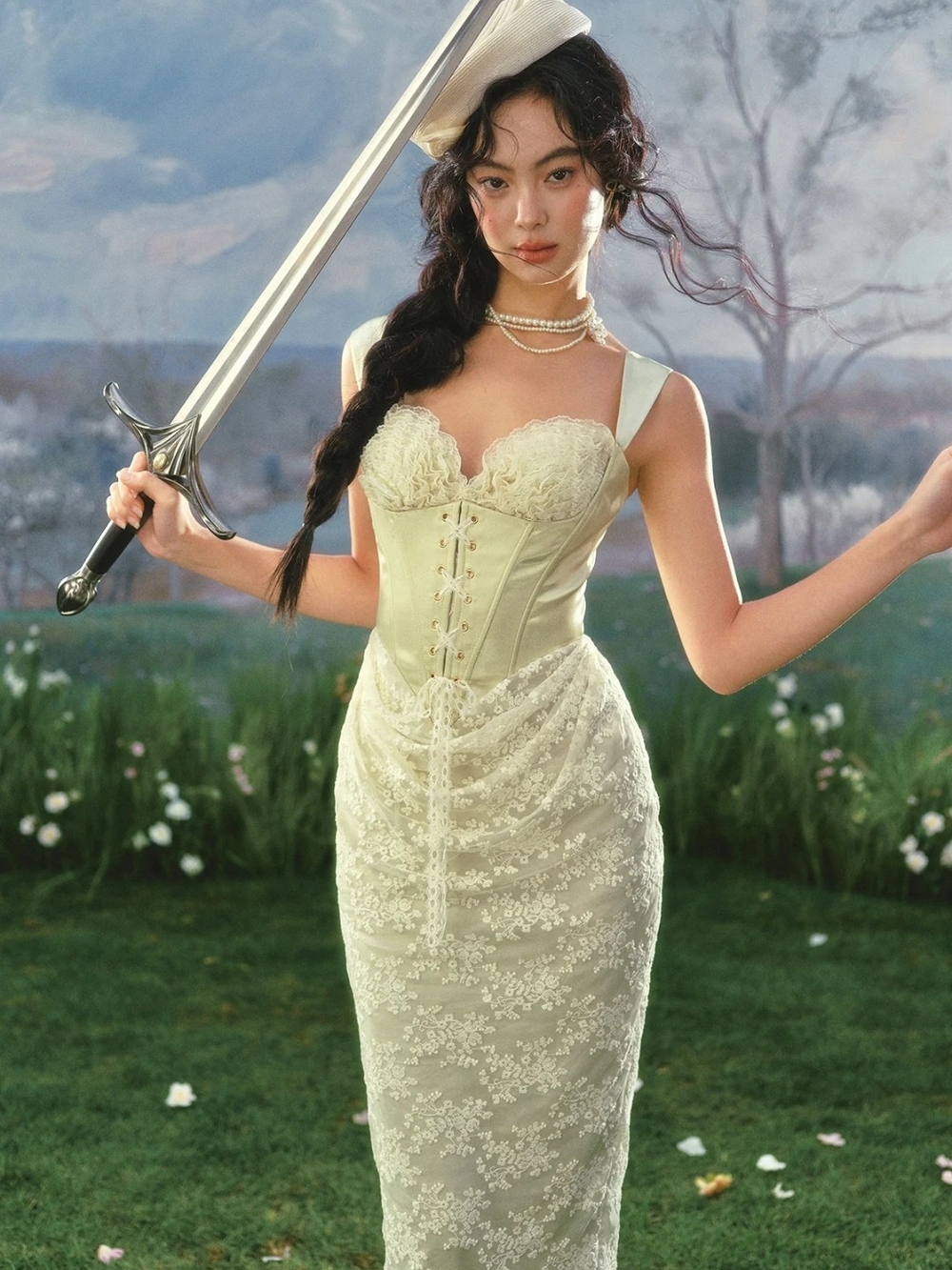 Lacemade Emerald Warrior Corset Dress in Pale Green